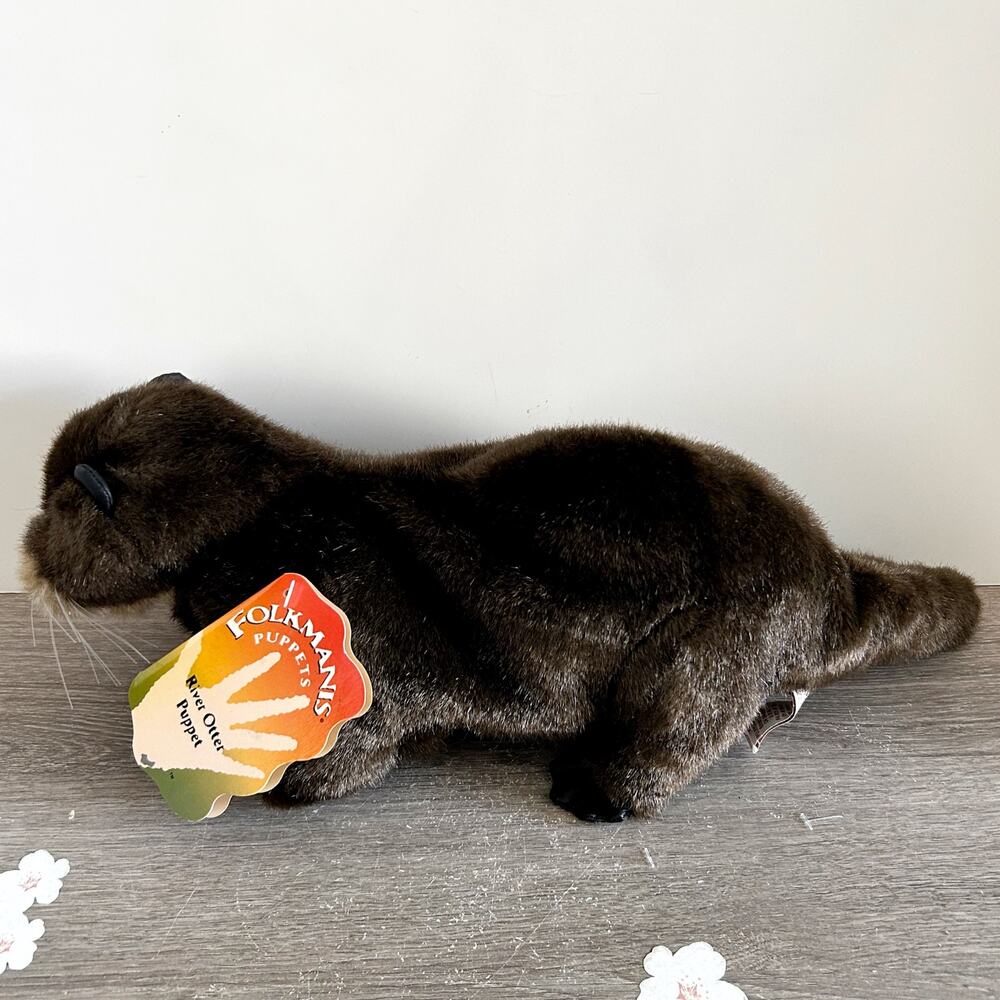 Folkmanis River Otter Hand Puppet Plush Stuffed Animal Brown Realistic w/ Tag